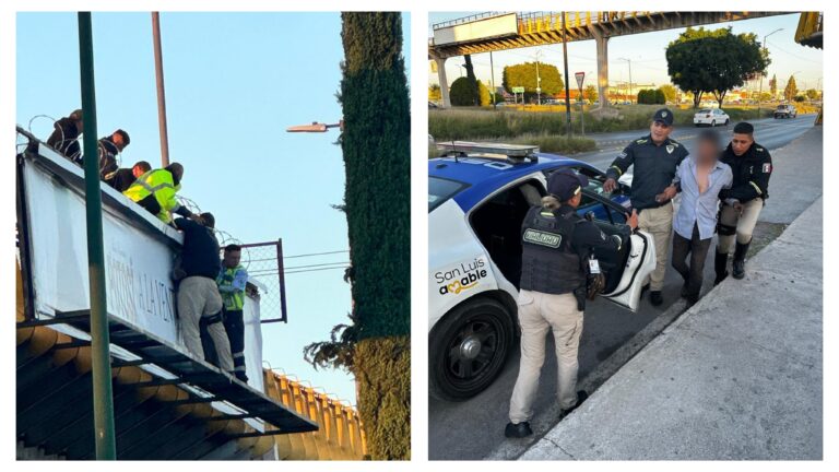 Policía Vial evita que un hombre se arroje de puente peatonal en Carretera 57