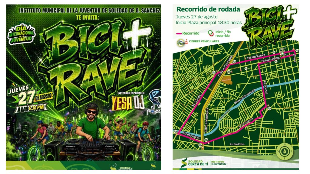 Prepara Ayuntamiento de Soledad la rodada «Bici + Rave» con una atractiva ruta musical