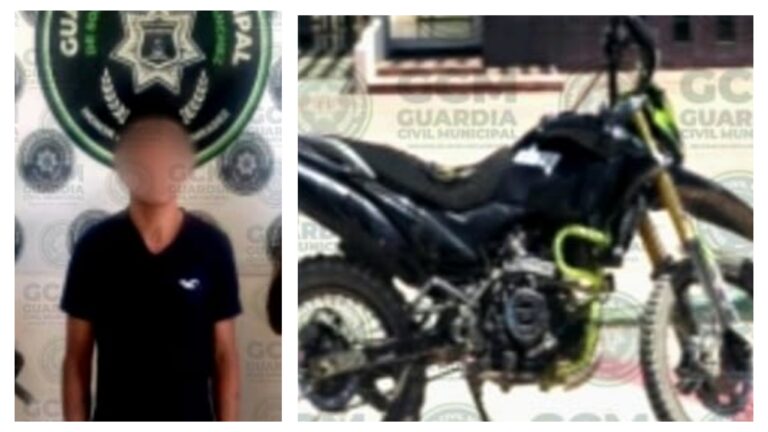 Por posesión de motocicleta con reporte de r0bo, GCM de Soledad detienen a un sujeto en cabecera municipal
