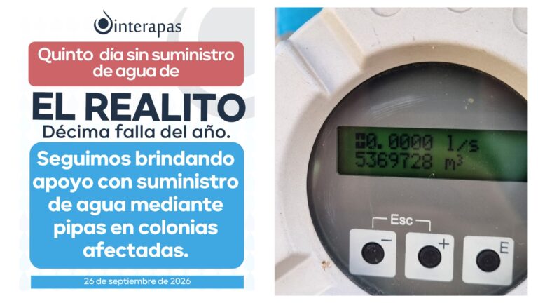 Continúa sin llegar agua de El Realito; suma cinco días la décima falla del año