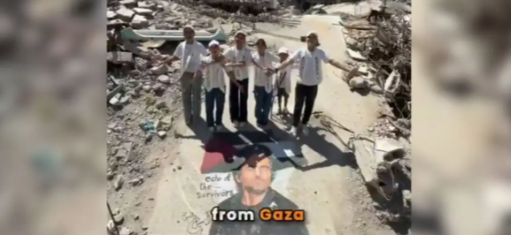 Con dibujo entre las ruinas, niños de Gaza agradecen al actor Mark Ruffalo por su postura frente al gen0cidio
