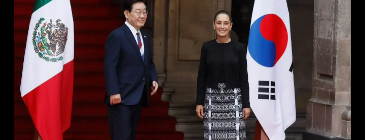 Claudia Sheinbaum recibió en Palacio Nacional a Lee Jae-Myung, presidente de la República de Corea