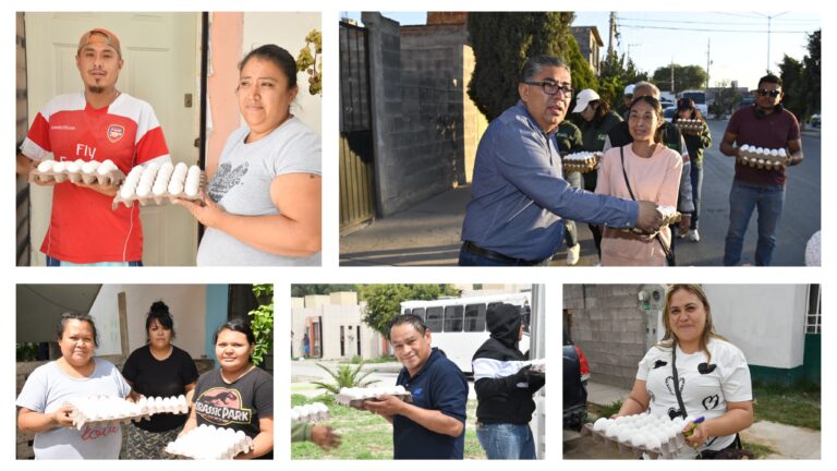 Alcalde Juan Manuel Navarro lleva entrega de huevo casa por casa llega a colonia La Misión y San José del Barro