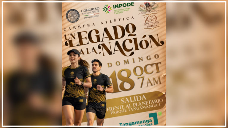 Se realizará carrera atlética «Un Legado a la Nación», este domingo 18 de octubre, en el Parque Tangamanga 1