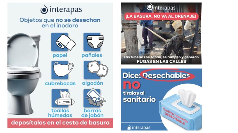 Toallitas húmedas y pañales, entre los principales residuos que obstruyen el drenaje: INTERAPAS
