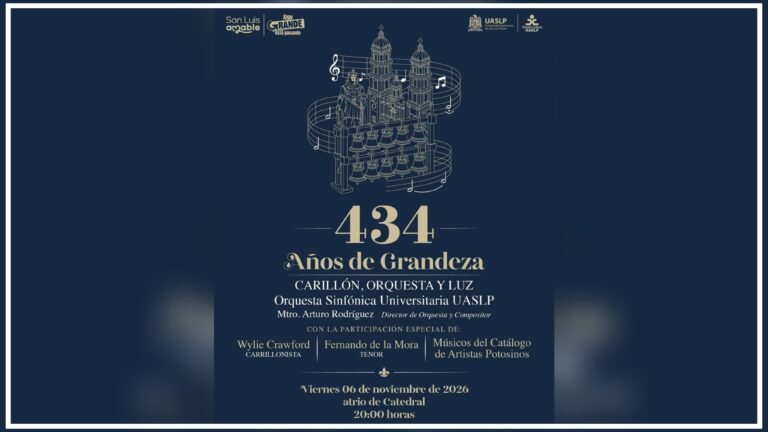 Gobierno de la Capital celebrará los 434 años de San Luis Potosí con un concierto de carillón, orquesta y luz