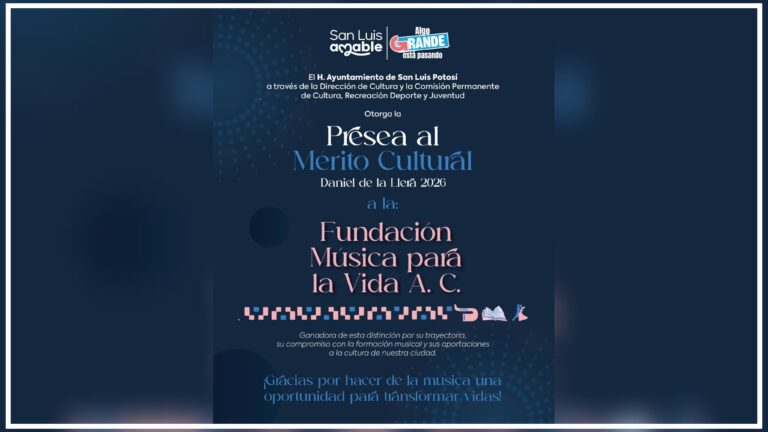 Fundación Música para la Vida A. C. recibirá la Presea al Mérito Cultural Daniel de la Llera 2026