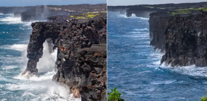 Colapsa en Hawái el emblemático arco marino Hōlei de 550 años de antigüedad